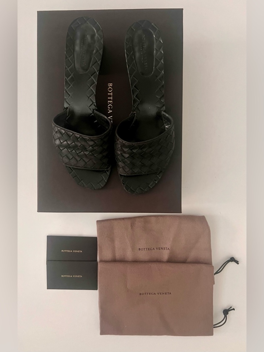 Bottega Veneta Black Intrecciato Leather Ravello Slide Sandals Sz37
